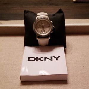 DKNY white leather watch